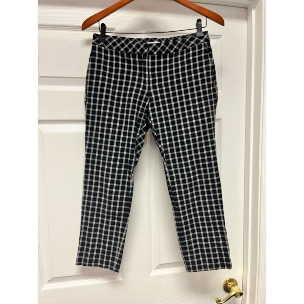 J. Jill Black & White Windowpane Premium Bu-Stretch Pants sz 6P